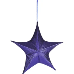Estrella Plegable De Tela Decorativa, Azul Metalizado, Con Cremallera
