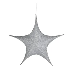 Estrella Plegable Deco Plateada Con Cremallera, 40 Cm