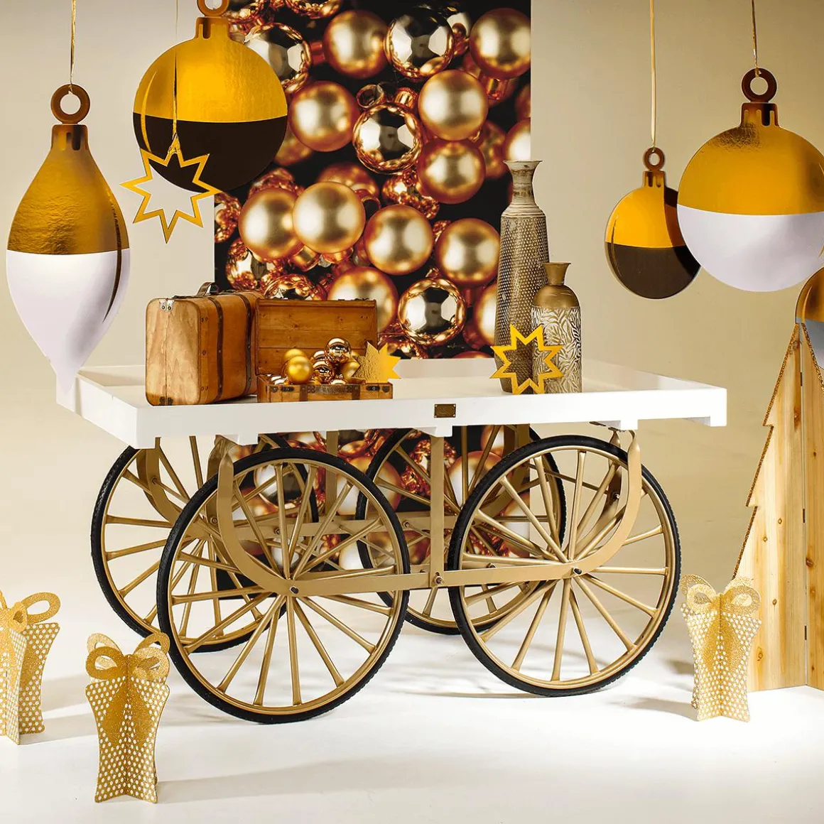 Expositor De Bolas De Navidad 35 X 46 Cm Negro Oro