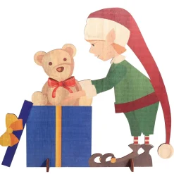 Expositor De Madera Elfo De Navidad 88 X 73 Cm