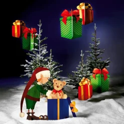Expositor De Madera Elfo De Navidad 88 X 73 Cm