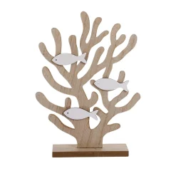 Expositor Decorativo De Madera De Coral Con Peces 22 X 6 X 30 Cm