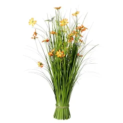 Haz De Gras Artificial Con Flores Naranjas De 67 Cm