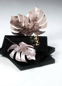 Hojas De Monstera Artificiales Rosa Palo 37 Cm 5 Piezas