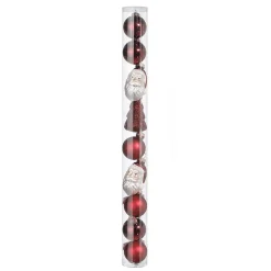 Juego De Bolas De Navidad De Cristal 9 Piezas En Caja Rojo