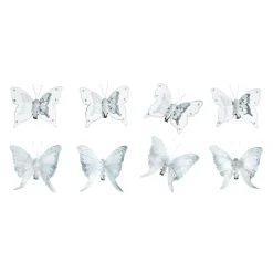 Juego De Mariposas De Plumas De 8 Piezas Blancas Con Clip 8 Cm Ø
