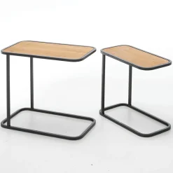 Juego De Mesa 2 Piezas Metal Madera De Abeto