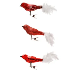 Juego De Pájaros Artificiales Rojo 3 Pcs