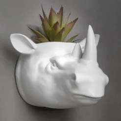 Maceta De Rinoceronte 20 X 24 Cm Blanco