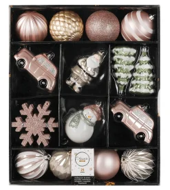 Mezcla De Bolas De Navidad Caja 30 Piezas Ø 6 Cm Rosa