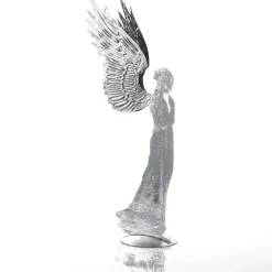 Ángel Decorativo De Metal Con Aspecto De Hoja De Plata, 54 Cm