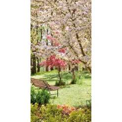 Pancarta De Tela Ignífuga "Árbol En Flor En El Parque" De Tela De Bandera 100 X 200 Cm