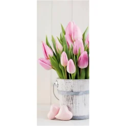 Pancarta De Tela Ignífuga "ramo De Tulipanes Rosa" De Tela De Bandera De 75 X 180 Cm