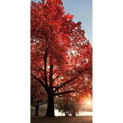 Pancarta De Tela Ignífuga "árbol Rojo De Otoño" De Tela De Bandera 100 X 200 Cm
