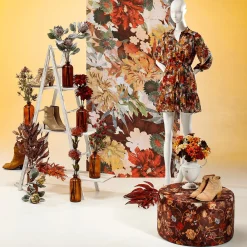 Pancarta De Tela Ignífuga "Flores De Otoño" De Tela De Bandera 75 X 180 Cm