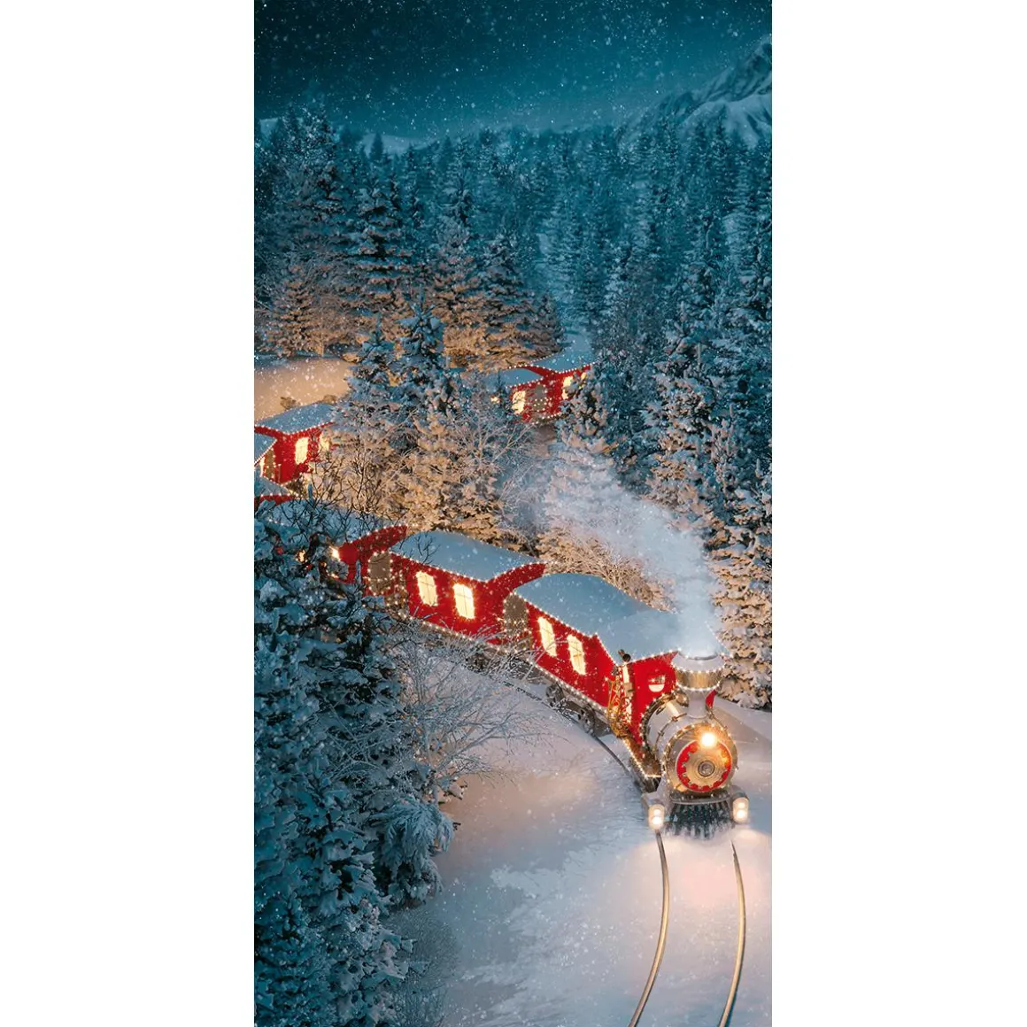 Pancarta De Tela Ignífuga "Tren De Navidad" De Tela De Bandera 100 X 200 Cm