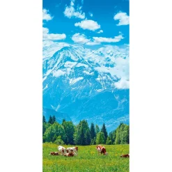 Pancarta De Tela Ignífuga "Vacas En El Pasto Frente A Bergen" De Tela De Bandera 100 X 200 Cm