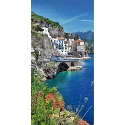 Pancarta De Tela Ignífuga "Costa De Amalfi En El Mediterráneo Italiano" De Tela De Bandera 100 X 200 Cm