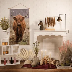 Pancarta De Textil Vaca En Pasto Con LED 60 X 110 Cm