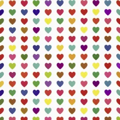 Papel De Regalo Blanco Sostenible Con Corazones De Colores - Rollo De Papel De Regalo De 50 M