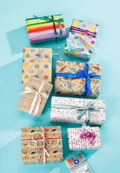 Papel De Regalo Blanco Sostenible Con Corazones De Colores - Rollo De Papel De Regalo De 50 M