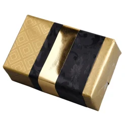 Papel De Regalo Dorado Sostenible Con Motivos Geométricos Brillantes - Bobina De Papel De Regalo De 50 M