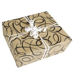Papel De Regalo Kringel Marrón / Negro, 70cm Ancho, Rollo De 40 M