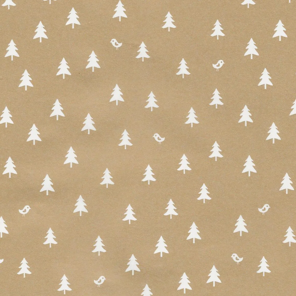 Papel De Regalo Navideño Sostenible Y Dorado Con Abetos Blancos - Bobina De Papel De Regalo De 50 M