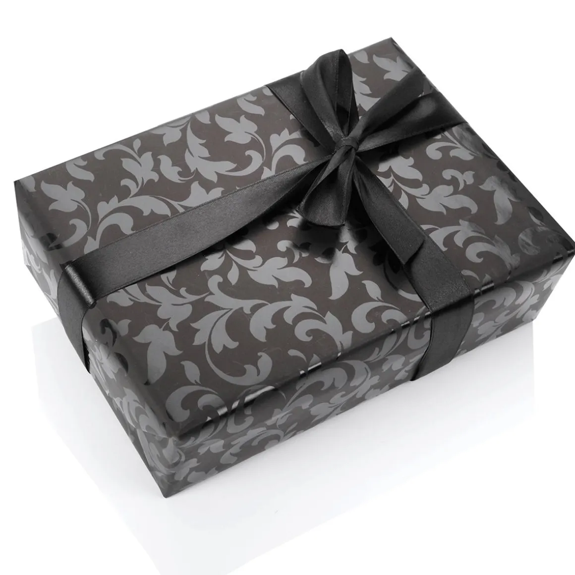 Papel De Regalo Negro Sostenible Con Diseño De Vid Brillante - Bobina De Papel De Regalo De 50 M