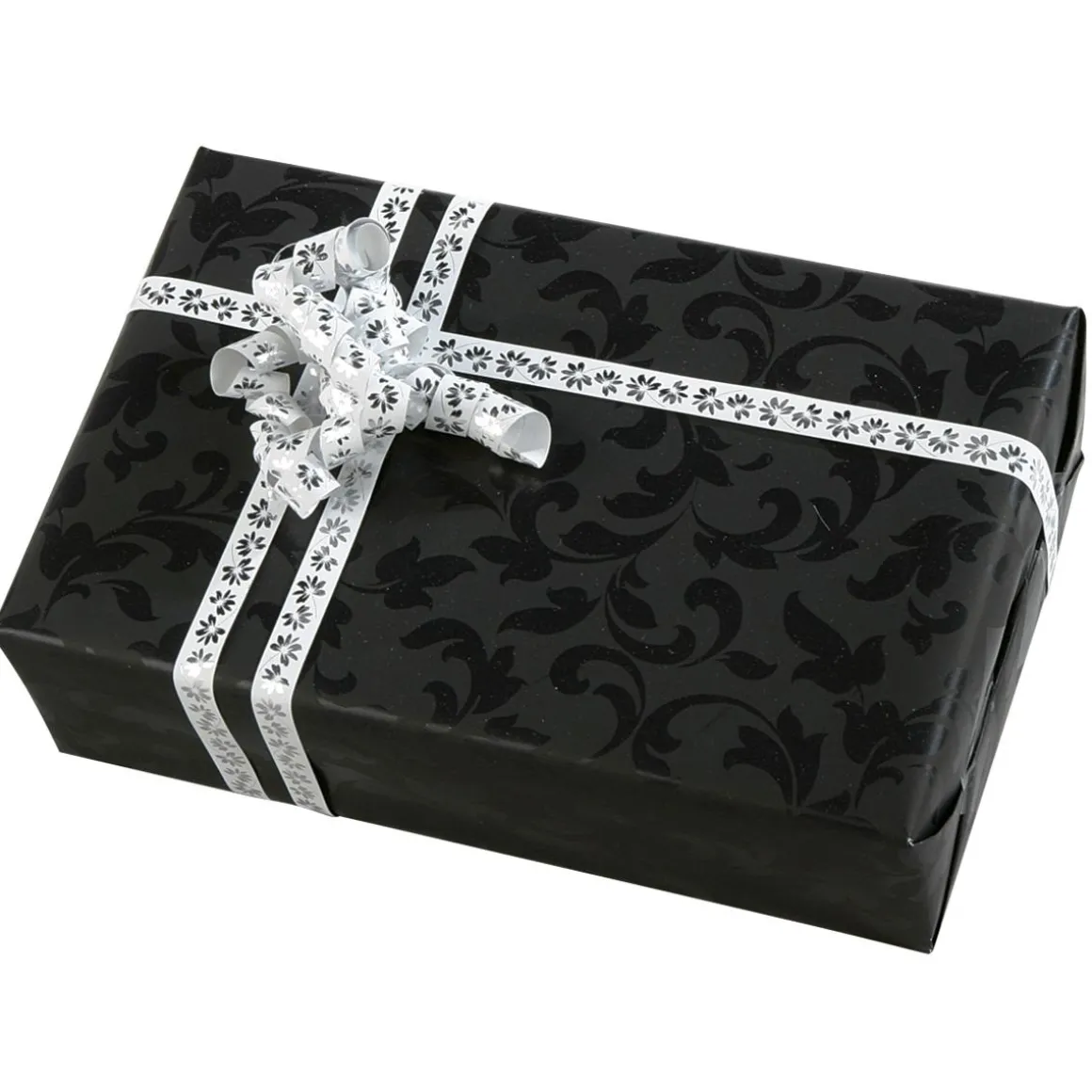 Papel De Regalo Negro Sostenible Con Diseño De Vid Brillante - Bobina De Papel De Regalo De 50 M