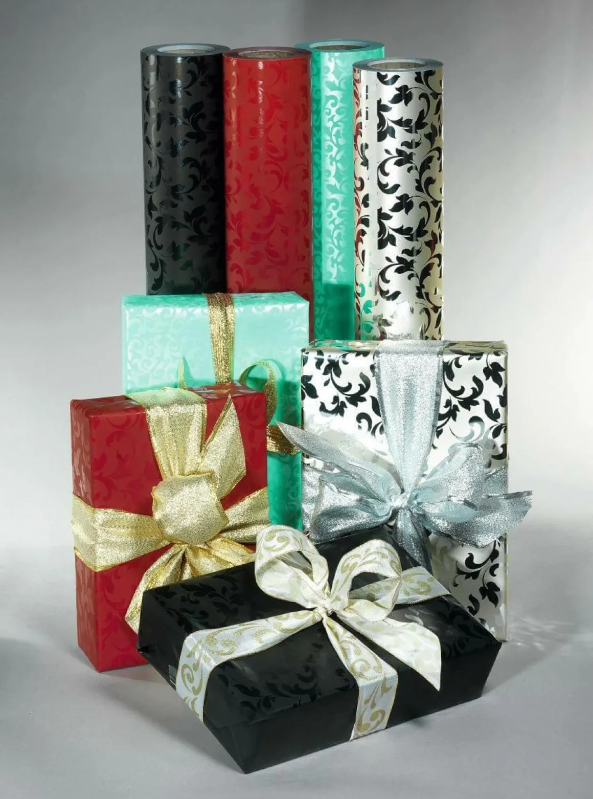 Papel De Regalo Negro Sostenible Con Diseño De Vid Brillante - Bobina De Papel De Regalo De 50 M
