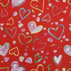 Papel De Regalo Sostenible Corazones De Colores, Rojo, 50 Cm X 50 M