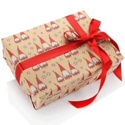 Papel Kraft Reciclado Con Amigo Invisible Rojo Y Estrellas Blancas - Bobina De Papel De Regalo De 50 M
