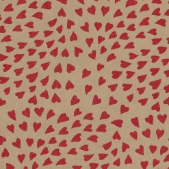 Papel Kraft Reciclado Con Corazones Rojos - Rollo De Papel De Envolver De 50 M