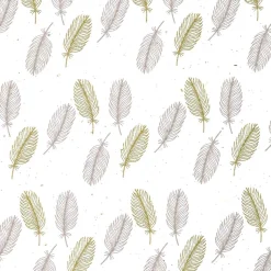 Papel Kraft Sostenible De Remolacha Azucarera Con Plumas En Color Rosado Y Dorado - Rollo De Papel De Regalo De 50 M