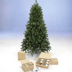 Paquete Económico Árbol De Navidad 210 Cm Incl. Adornos De Cristal Y Luces De Hadas