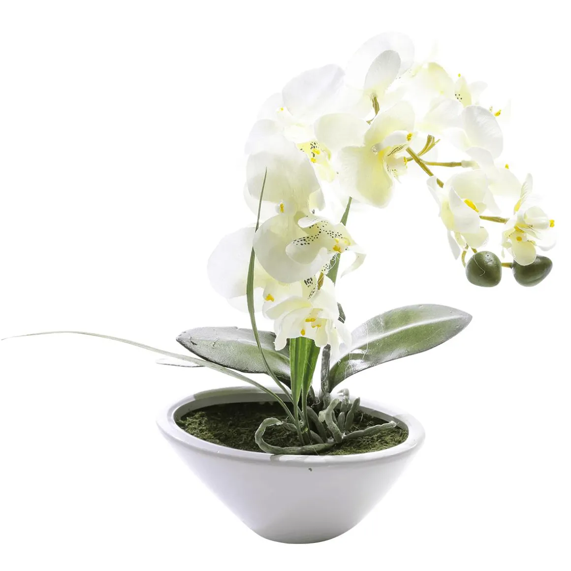 Planta Artificial Orquídea En Maceta, Blanca 28 Cm