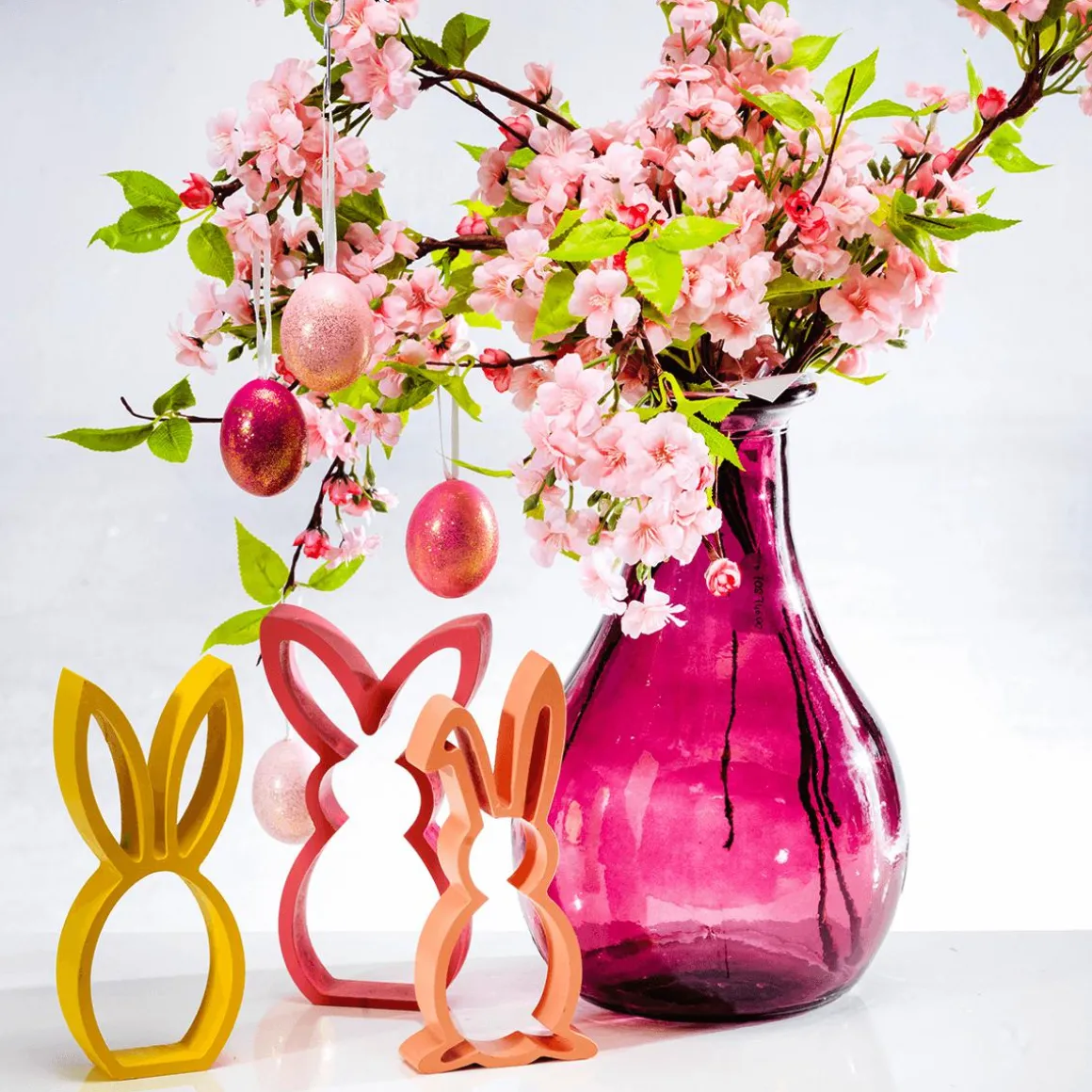 Rama Artificial De Cerezo Rosa En Flor Rose 65 Cm