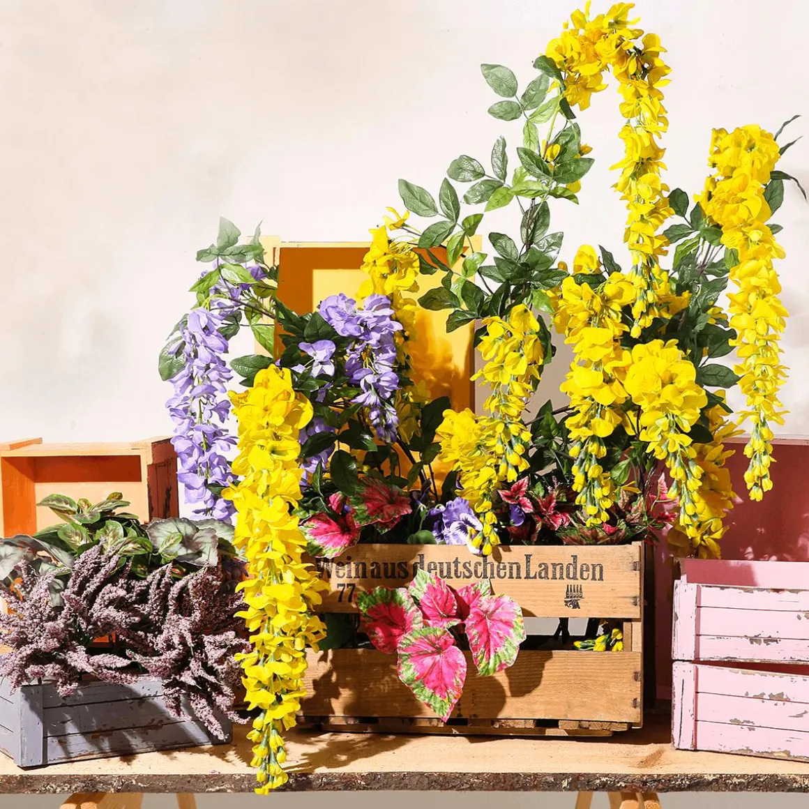 Rama Artificial Wisteria Laburnum, 140 Cm, Violeta