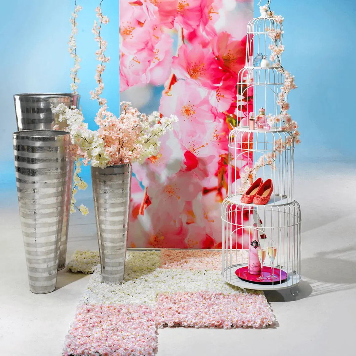 Rama De Flores De Cerezo Decorativas Blanca, 180 Cm
