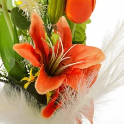 Ramo De Tulipanes Artificiales Mix Naranja, Blanco, Amarillo 75 Cm