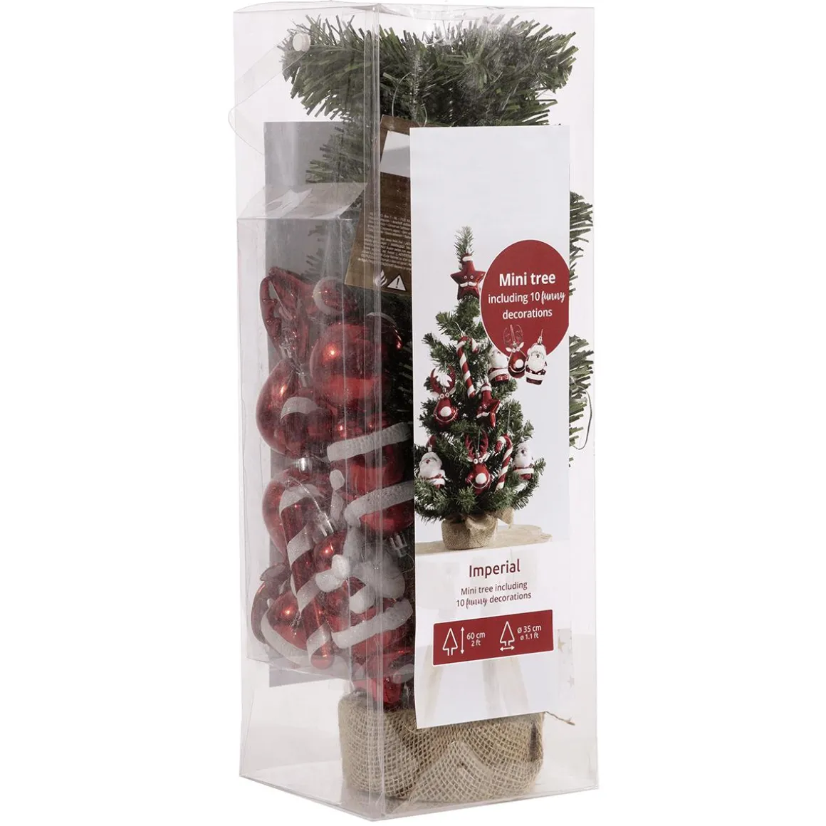 Árbol De Navidad Artificial DIY Con Adornos Rojos, 60 Cm