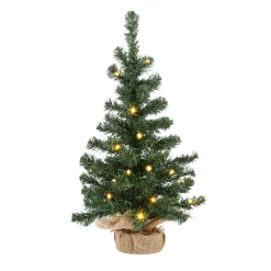 Árbol De Navidad Deco Con LED Y Bolsa De Yute 60 Cm Verde