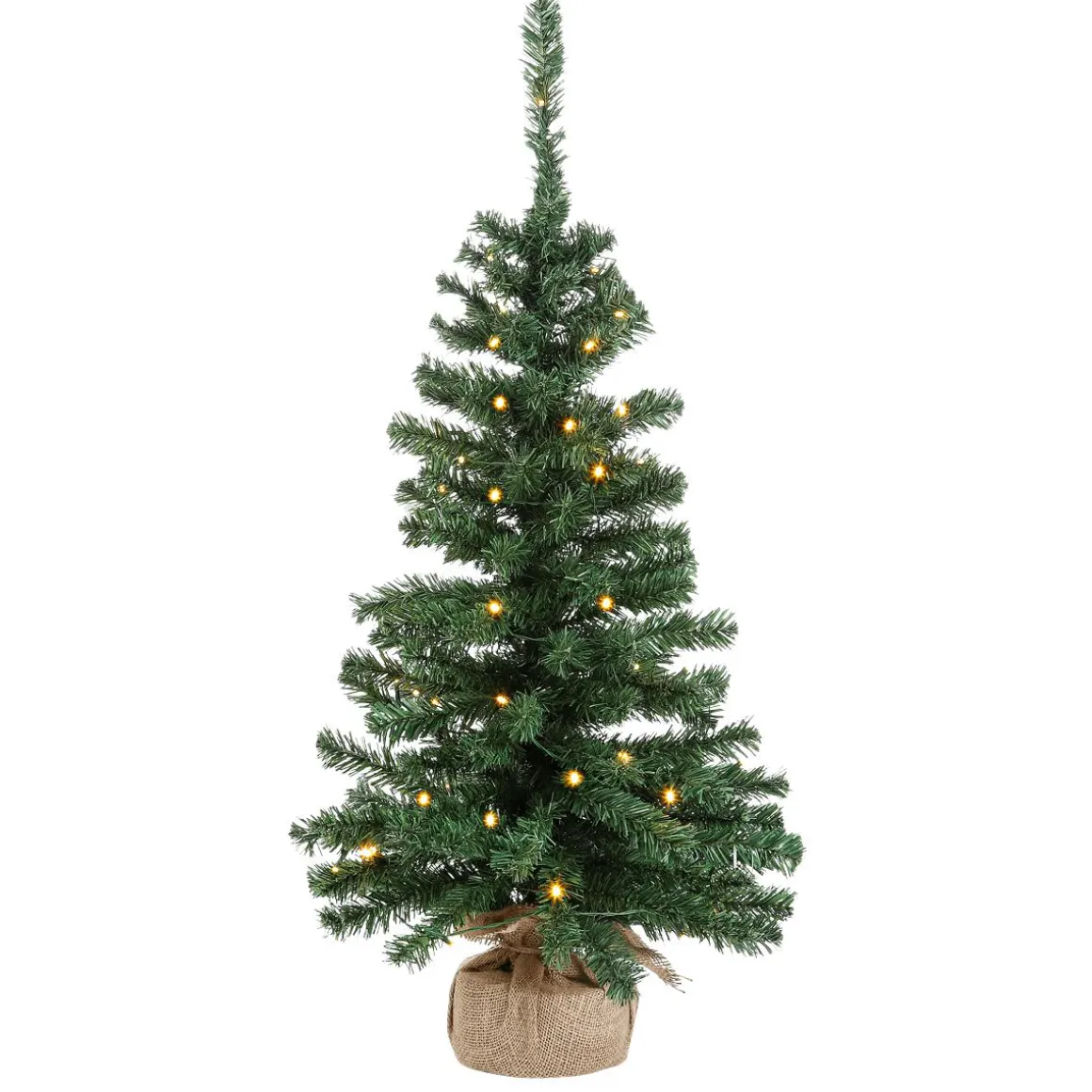 Árbol De Navidad Deco Con LED Y Bolsa De Yute 75 Cm Verde