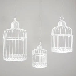 Set De 3 Jaulas Vintage Blancas 41 Cm