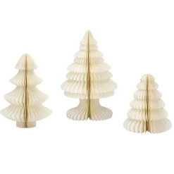 Set De Abetos De Papel Nido De Abeja De Lujo 3 Piezas Blanco