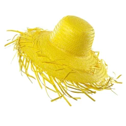Sombrero De Paja Decorativo, Color Amarillo