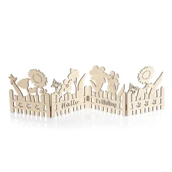 Soporte Para Valla De Madera Siluetas De Flores De Verano Marrón 20 X 81 Cm