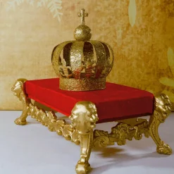 Taburete "Estilo Barroco", Color Rojo-dorado
