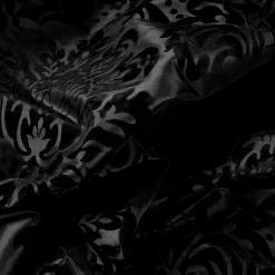 Tafetán Con Flocado De Terciopelo, Anchura: 145 Cm, Color Negro